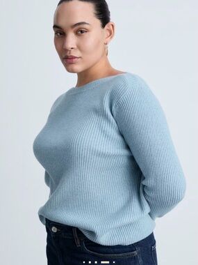 NWOT Mango Pale Blue  Ribbed Sweater
